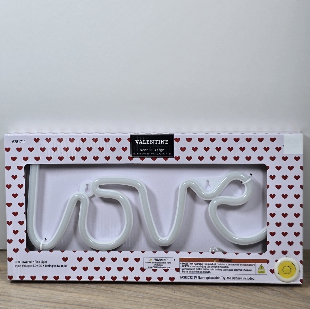 Pink Neon Love Sign LED Light USB Wall Decor 13" NWT Aesthetic Room - Picture 2 of 3